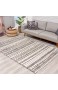 Teppich Hochflor Wohnzimmer - Ethno-Design 80x300 cm Grau Creme - Teppich-Läufer mit Fransen