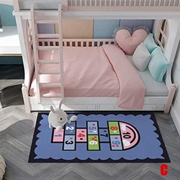 YSDSPTG Teppich für Kinder Hopscotch Spielteppich mit niedlichem buntem Design rutschfest weicher Boden für Zuhause und Küche (Farbe: C)