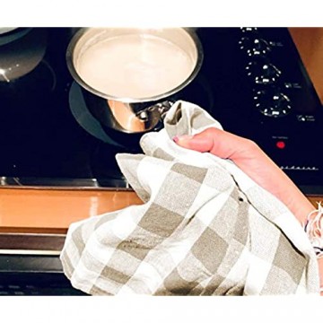 Buffalo Plaid Küchentücher – Geschirrtuch kariert – Baumwolle Geschirrtücher für Küche – Büffelkaro Geschirrtuch – Baumwolle – Beige Küchentücher – 3er Set (18 x 28 Beige und Creme)