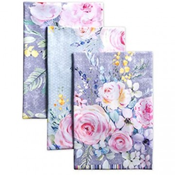 Maison d\' Hermine Sweet Rose Lavender-Lush Lavender 100% Baumwolle Set von 3 Multi-Purpose Küchenhandtuch | Bar Handtücher | Frühling/Sommer (50 cm X 70 cm)