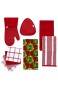 T-fal Textiles Geschirrtücher 100% Baumwolle Waffelmuster 30 5 x 33 cm 4 Designs Rot 4 Pack rot