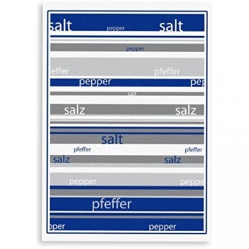 Triolino Halbleinen Geschirrtuch Druckmotiv Salz und Pfeffer Blau Format 50 cm x 70 cm