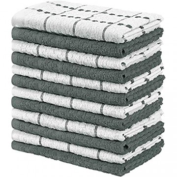 Utopia Towels - 12er Pack Geschirrtücher Küchentücher 38 x 64 cm Baumwolle Geschirrtüch – Maschinenwaschbar (Grau und Weiß)