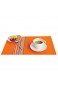 Baishide Platzdeckchen 6er Set Bunte Streifen Platzsets Abwaschbar PVC Schmutzabweisend Abgrifffeste Hitzebeständig Tischsets für Küche 45x30cm Orange