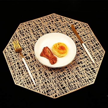 Homcomodar Platzsets Golden Abwaschbar 6er Set Tischsets Hitzebeständigen Platzdeckchen für Küche Speisetisch