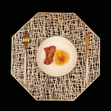 Homcomodar Platzsets Golden Abwaschbar 6er Set Tischsets Hitzebeständigen Platzdeckchen für Küche Speisetisch