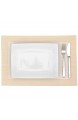 makami Elegante Platzsets im 4er-Set aus gewebtem Kunststoff - abwaschbare Tischsets/Platzmatten 45 x 30 cm (beige -Weiss)