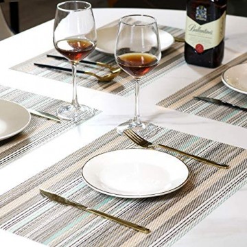Sayopin Platzsets Platzsets für Esstisch 6 Stück hitzebeständig rutschfest gewebt Tischsets für Küche Tischsets schmutzabweisend Weihnachts-Tischsets (6 blaue Streifen)