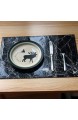 simpletome Platzset Marmor Leder Tischsets Doppelschicht Einfaches Abwischen 4 Packungen (Schwarz)