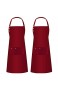 2 Pack Schürze Mit 3 Taschen für Männer Frauen Verstellbare Kochschürze Küchenschürze Wasserdicht Latzschürze Grillschürze für Küche Garten BBQ Chef Kellner Bäcker – Rot