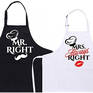 adakel 2 Pack Schürze Mr und Mrs Verstellbare Küchenschürze KochschürzeKüche Schürzen für Paare - passende Verlobung Hochzeit Jahrestag Brautparty Geschenk