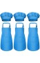 Fodlon 6 Stück Kinder Schürze und Kochmütze Set Kids Chef Schürzen mit Taschen für Jungen Mädchen Einstellbare Kind Küchenschürzen Kochschürze für Kochen Backen Malen Basteln (7-13 Jahre) (Blau)