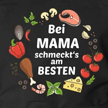 Kochschürze als Geschenkidee für Hobby Köche/Köchin mit dem Spruch: BEI Mama SCHMECKT\'S AM BESTEN