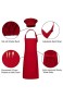 LAOKEAI Personalisierte Kinder Schürze und Kochmütze Set Kinder Kochschürze Malschürze Bastelschürze mit Hüte für Schule Malerei Küche DIY Handwerk(Rot)