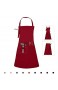 LessMo Schürze Grillschürze und Kochschürze in Profiqualität mit verstellbarem Nackenriemen Und Mit Zwei Taschen aus 100% Baumwolle 70 x 85 cm (Tiefrot)