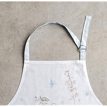 Maison d\'Hermine Ice Florals 100% Baumwolle 1-teilige Küchenschürze mit verstellbarem Hals versteckter Mitteltasche mit Langen Krawatten für Frauen | Männer | Thanksgiving/Weihnachten(70 cm x 85 cm)