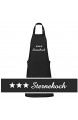 Schnoschi hochwertig bestickte Küchenschürze in Schwarz Schürze mit3 Sternekoch gestickt