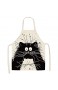 SicoVision Küchenschürze mit Katzen-Motiv ärmellos Baumwolle Leinen lustige Schürze für Damen Herren Zuhause Küche Accessoires 50 x 68 cm Leinen baumwolle Type-1