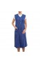 Tobeni Damen Kittelschürze Knopf-Kittel lang in 100% Baumwolle ohne Arm mit Taschen Farbe Design 12 Grösse 50