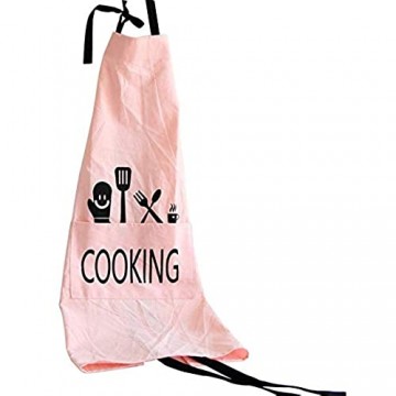 X-Labor Schürze Baumwolle Leinen Damen Küchenschürze Latzschürze Kochschürze mit Tasche viele Farbe wählbar - Geschenk zum Muttertag rosa