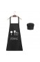 ZERHOK Kochschürze Küchenschürze Grillschürze Latzschürze Verstellbarem Nackenband Schwarz mit Kochmütze Set Für Männer Frau Herren