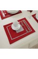 1 klassischer Tischläufer mit Quasten (33 x 180 cm) und vier Platzsets (30 5 x 40 6 cm) für Hochzeit Weihnachten Party Dekoration (rot)