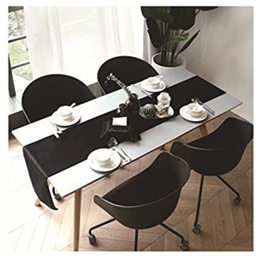 KnBoB Samt Schwarz Einfache Reine Farbe Herbstliche Tischläufer Größe 32x160CM