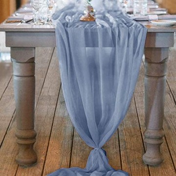 Mixsuperstore Chiffon-Tischläufer 73 7 x 304 8 cm romantischer Hochzeitsläufer Art Deco F dusty blue