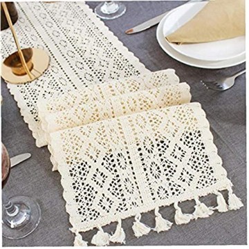 Nicetruc Tischläufer rechteckig Crochet Tischdecke Spitze Makramee Tischläufer für Country Party Kitchen Restaurant Hochzeitsdeko