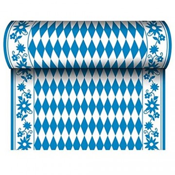 Papstar 24 m x 40 cm Tischläufer Stoffähnlich Airlaid Bayrisch Blau auf Rolle Tischdecke Raute Oktoberfest