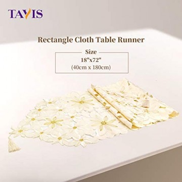 Tayis Tischläufer 40x 180cm Blumenstickerei Tischläufer für Hochzeitsfeier Bauernhaus Dekor (Weiß)