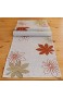 Tischläufer 40 x 140 cm beige Stickerei "Blätter" braun terracotta Herbst Leinenoptik Herbstdeko Tischdecke
