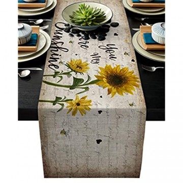 Tischläufer aus Leinen rustikale Sonnenblume Tischläufer Tischläufer für drinnen und draußen für Küchendekorationen für den täglichen Gebrauch – You are My Sunshine 14x72inch Sunflowerbdr6797