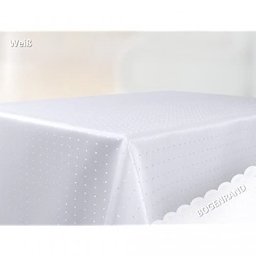BEAUTEX Tischdecke Damast Punkte - Bügelfreies Tischtuch - Fleckabweisende Pflegeleichte Tischwäsche - Tafeltuch Eckig 130x220 cm Weiss