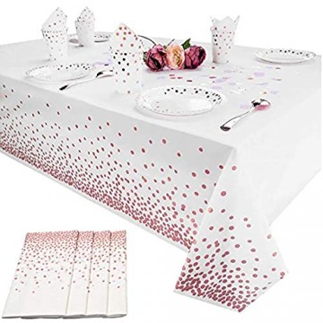 Einweg Tischdecke aus Kunststoff 4 Stück Tischdecken für rechteckige Tische Party-Tischdecken Roségold Dot Tischdecke für Gastronomie Feste Partys Hochzeit Jahrestag (54 x 108 Zoll)