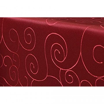 First-Tex Ornament Damast Tischdecke eckig 90x90 cm rot Pflegeleicht Hochwertig Bügelarm Schnelltrocknend Farbecht