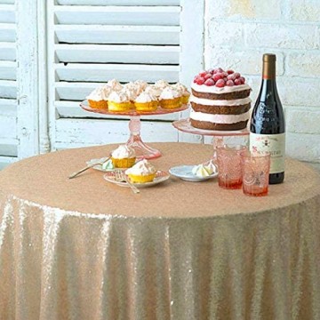 Runde Tischdecke 121 9 cm kleine runde Pailletten-Tischdecke Champagner Overlay für süße Kuchen Tisch Glitzer Tischdecken Hochzeit Party Bankett Tischdecke (121 9 cm rund Champagner)