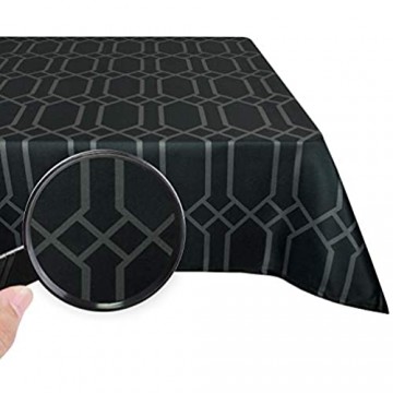 Valia Home Tischdecke Tischtuch Tafeldecke abwaschbar wasserdicht schmutzabweisend Lotuseffekt pflegeleicht Teflon behandelt eckig 140 x 280 cm dunkel-grau