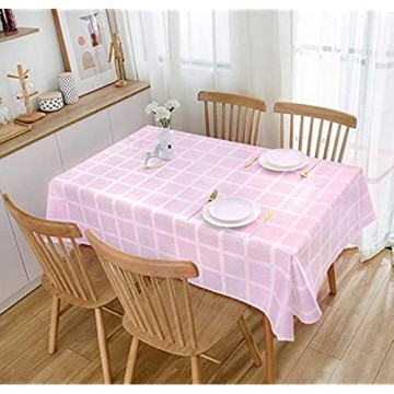 Verdickte Plastik Party Tischdecken Wachstuch Tischdecke Karo Rosa Weiß Kariert 1.37x2.74M wasserabweisend Wasserdicht Abwaschbar Kunststoff Rechteckig Kunststoff-Tischdecke( 2Stück).