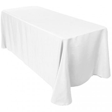WedDecor Rechteckige Tischdecke Baumwoll-Polyester-Tischdecke für Hochzeit Weihnachten Essen und Geburtstagsfeier 90 x 156 Zoll - Weiße Tischplatte