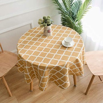 YOUZI Runde Tischdecke gelbe Raute Tischdecke Durchmesser 150cm Küche Esstisch Garten abwischbar wasserdicht