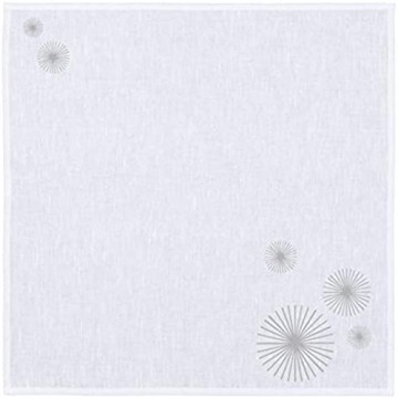 Frohstoff - Serviette Stoffserviette - Sternblume - Halbleinen - Weiß/Silbergrau - 50 x 50cm
