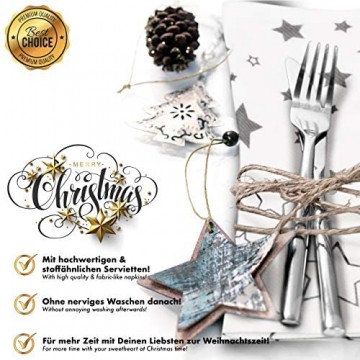 GRUBly Servietten Weihnachten Sterne Silber (Winter Limited Edition) | Stoffähnlich/Airlaid | 40x40cm | 50 Stück