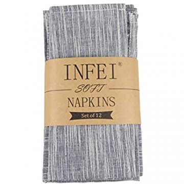 INFEI Servietten Leinen Leinen Baumwolle 12 Stück (40 x 30 cm) für Veranstaltungen und Zuhause Marineblau