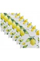 Kcldeci Zitronen-Muster weiße Stoffservietten 4 Stück Set mit gelben Früchten Tischservietten Küchenservietten Leinen-Läufer für Bauernhaus Urlaub Party Hochzeit Hotel Heimdekoration
