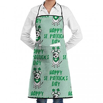 DG1S2A11A Happy St. Patrick\'s Day – Hunde-Kleeblatt-Stirnband – Grün auf Mintschürzen Küche Chef Lätzchen – Dinner is Coming Professional für Grillen/Backen/Kochen für Männer und Frauen