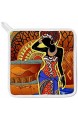 My Daily Kochschürze mit Taschen Ofenhandschuh und Topflappen Set afrikanische Frau verstellbare Schürze Mikrowellen-Handschuh Topflappen 3-teilig Küchengeschenk-Set