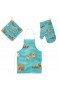 My Daily Kochschürze mit Taschen Ofenhandschuh und Topflappen Set Seelöwe Blau Verstellbare Schürze Mikrowellen-Handschuh Topflappen 3-teilig Küchengeschenk-Set
