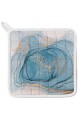 My Daily Küchenschürze mit Taschen Ofenhandschuh und Topflappen Set Abstrakt Blau Golden Marmor Einstellbare Kochschürze Mikrowellen-Handschuh Topflappen 3 Stück