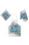 My Daily Küchenschürze mit Taschen Ofenhandschuh und Topflappen Set Abstrakt Blau Golden Marmor Einstellbare Kochschürze Mikrowellen-Handschuh Topflappen 3 Stück